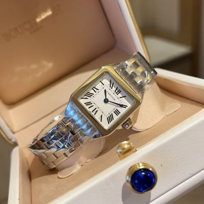 Cartier 316L Steel Crystal Glass 24MM Square Case Silver/Rose gold/Gold Bracelet Women's Watch